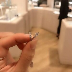 Authentic Pandora Sparkling Pave Heart Hoop Earrings